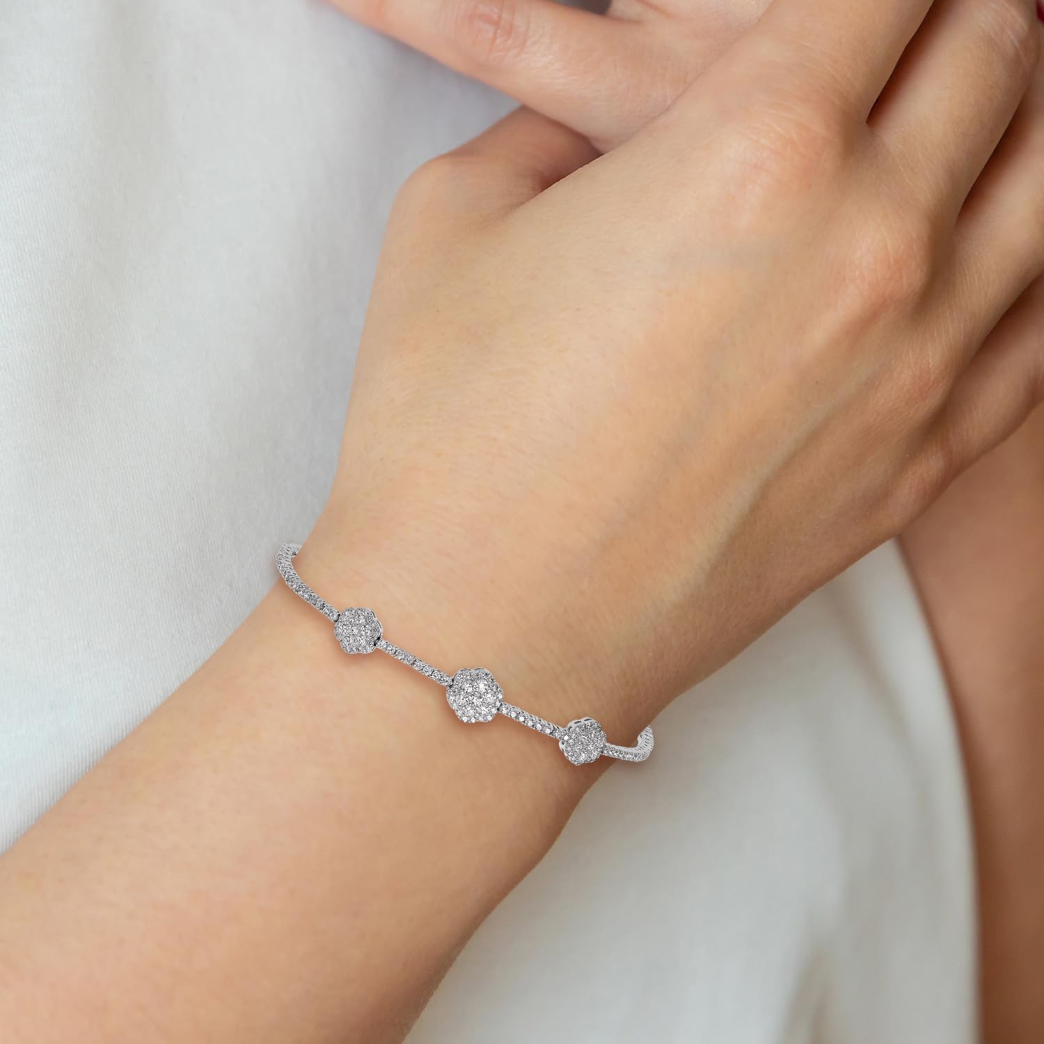 IceCarats 925 Sterling Silver Cubic Zirconia CZ Adjustable 5-9 Inch Wrap Charm Bracelet for Women - Elegant Jewelry Gift for Birthday, Anniversary & Special Occasions
