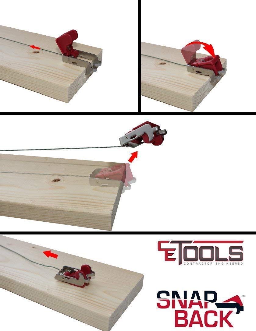 CE Tools Snapback Releasable Chalk Line Tip with High-Visibility Pink Marking Chalk - Perfect for Construction, Carpentry, and DIY Projects
