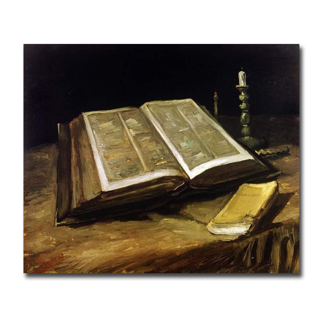 Vincent Van Gogh The Bible Still Life Canvas Art Print - Premium Giclee Reproduction, 18x22 Inch Gallery Wrapped (Ready to Hang) - Perfect for Home Decor, Office Wall Art & Gift Ideas