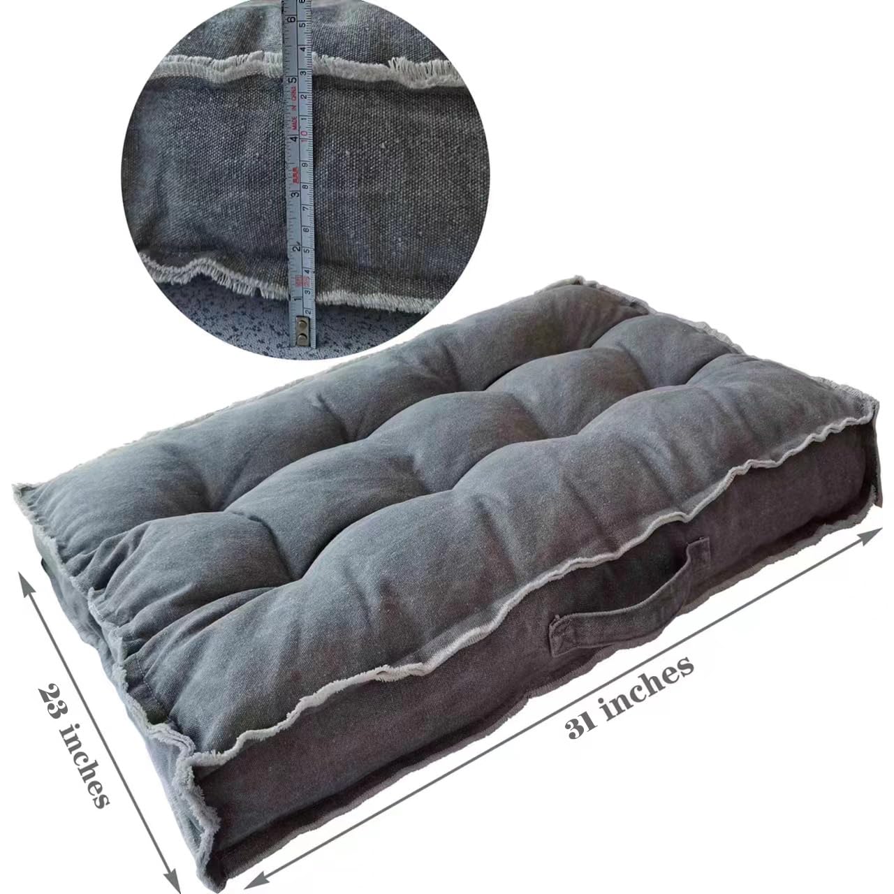 Large Tufted Floor Pillow for Meditation, Reading & Relaxation - Thick Comfortable Floor Cushion for Adults & Kids - Perfect for Living Room, Balcony, Outdoor & Reading Nook (Gray) - Cozy Seating Solution for Yoga, Lounging & Playtime