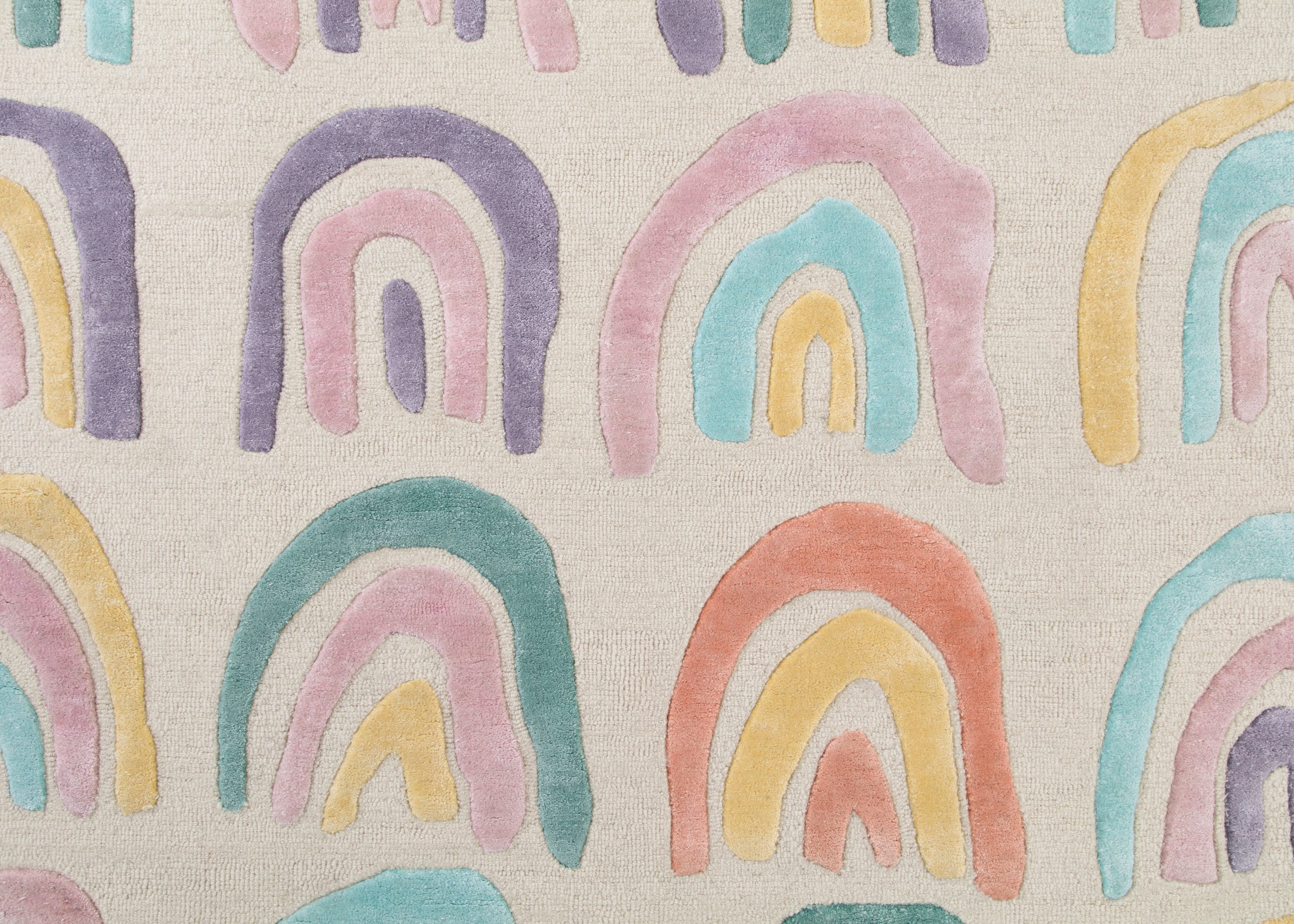 Over the Rainbow Hand Tufted Wool Blend Area Rug 5x8 - Soft Bohemian Style Rug for Living Room, Bedroom & Nursery Decor