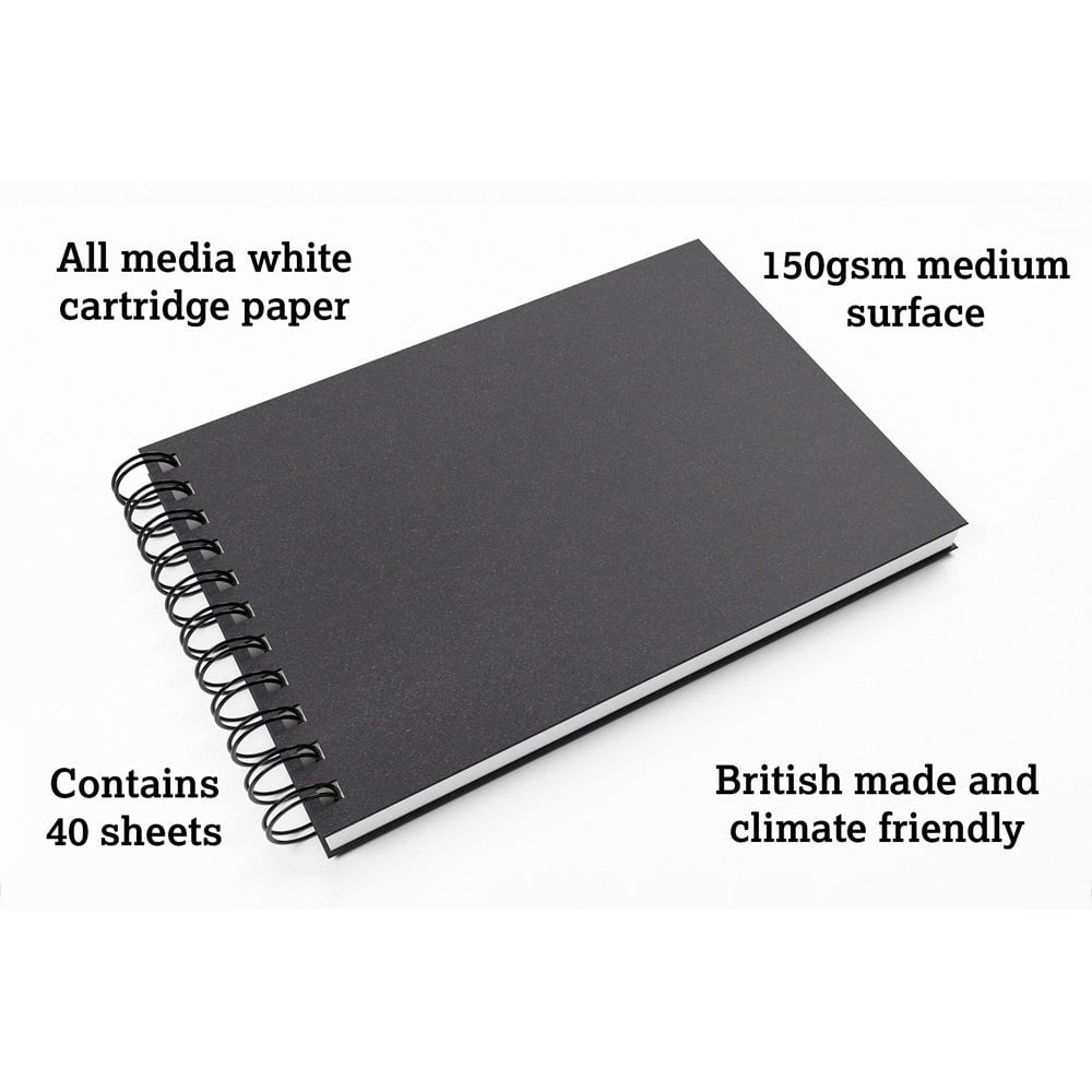 Premium A5 Landscape Sketchbook - 80 Pages (40 Sheets) 150gsm White Paper for Artists & Drawing - Perfect for Sketching, Watercolor & Mixed Media Art