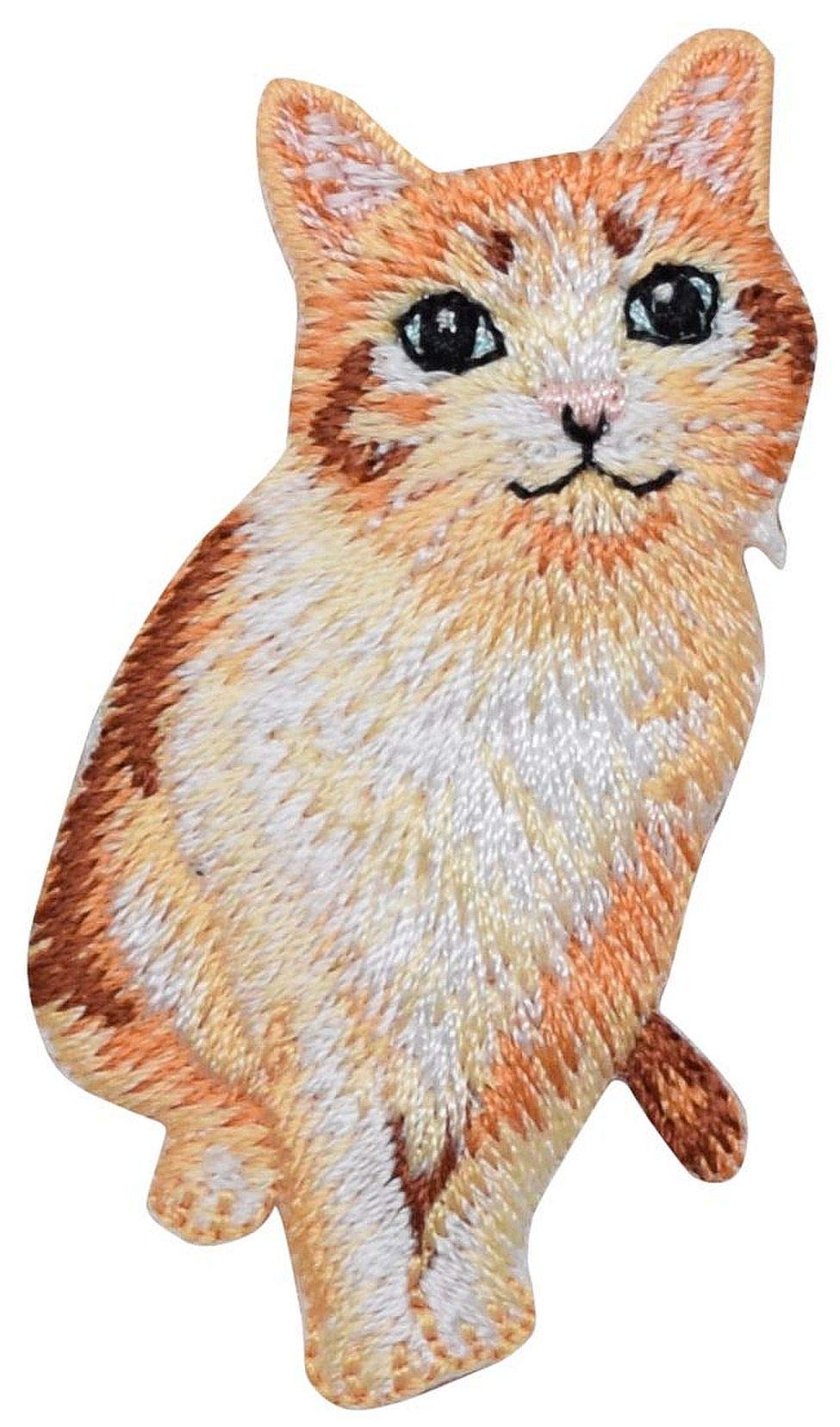 Realistic Orange Tabby Cat Embroidered Iron-On Patch for Pets & Clothing - Perfect for DIY Crafts, Jackets, Backpacks & Costume Accessories