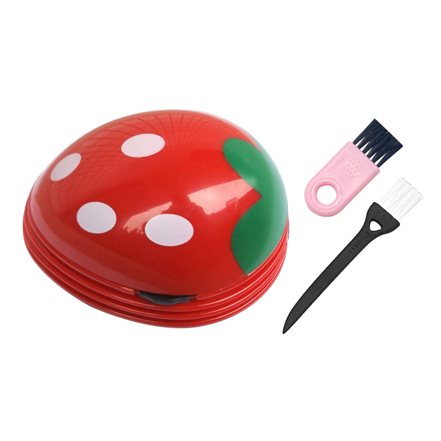 Mini Cordless Desktop Vacuum Cleaner - Portable Battery Operated Dust Buster for Laptop, Keyboard, Car & Office - Cute Strawberry Design for Cleaning Crumbs, Pet Hair & Debris - Perfect for Home, Workspace & Travel Use