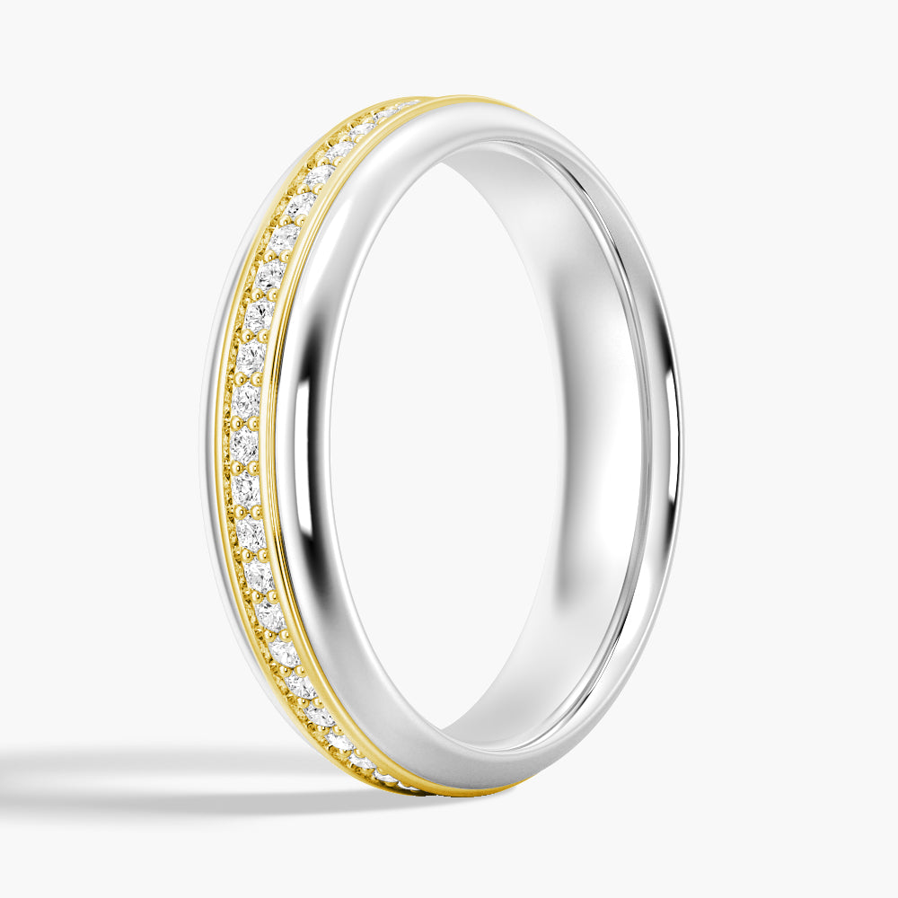 5.1mm Rotatable Two-Tone Round Moissanite Men's Eternity Wedding Band Ring - Perfect for Anniversary Gifts, Engagement Rings & Special Occasions