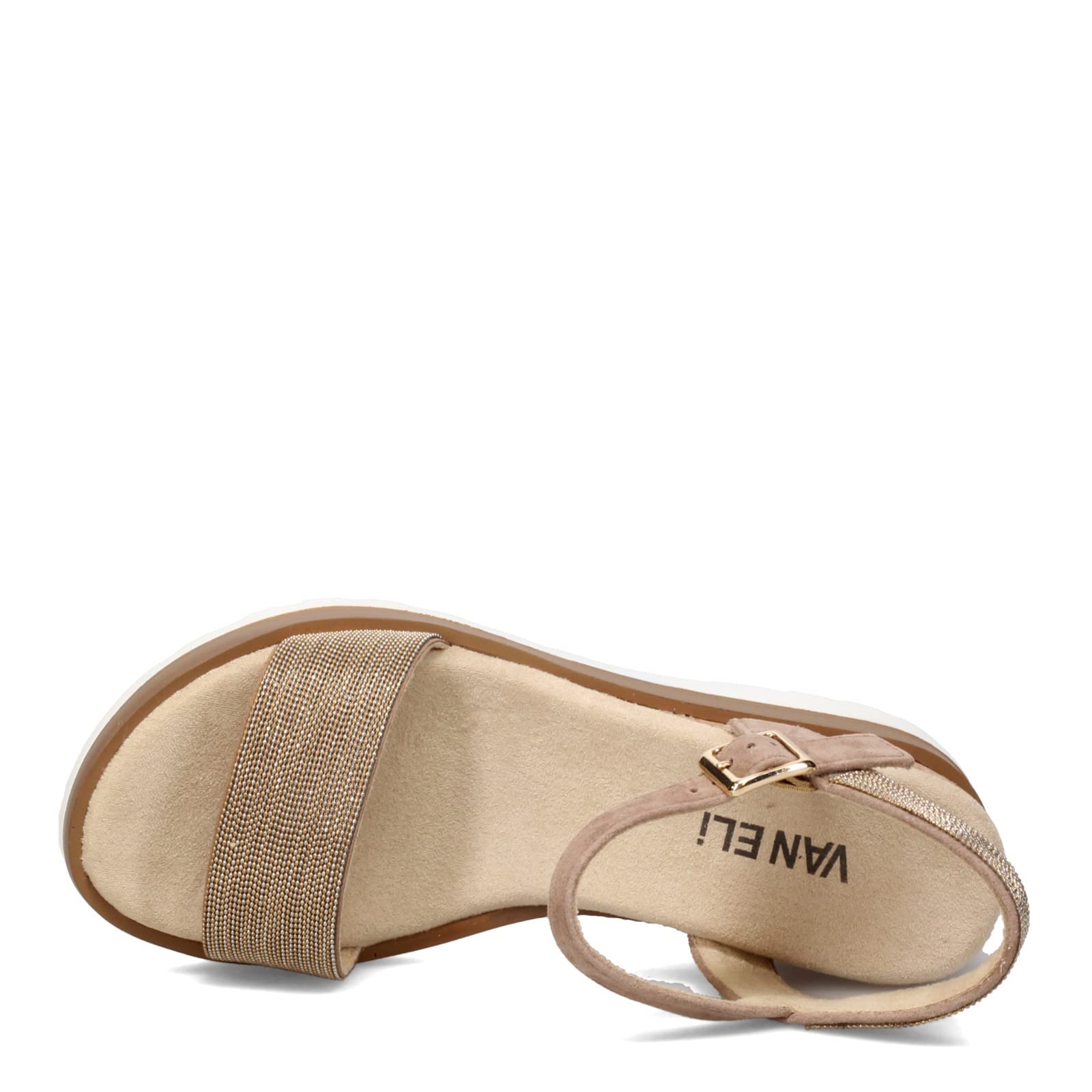 VANELi Women's Cedra Metallic Rhinestone Casual Sandals | Mid Heel 2-3 Inch | Brown | Perfect for Summer Outings, Beach Vacations & Date Nights