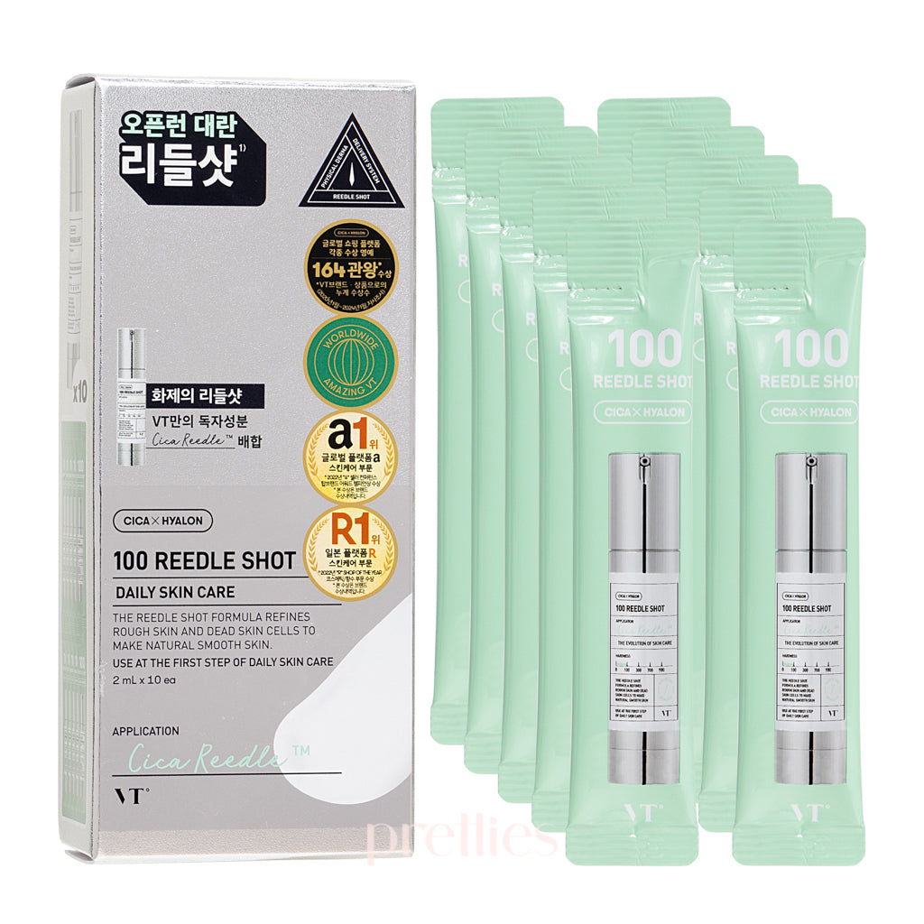 VT Reedle Shot 100 (2ml x 10Pcs) - Professional Micro Needle Derma Roller for Skin Rejuvenation | Anti-Aging & Collagen Boosting Treatment | Perfect for Home Facial Care & Beauty Routine