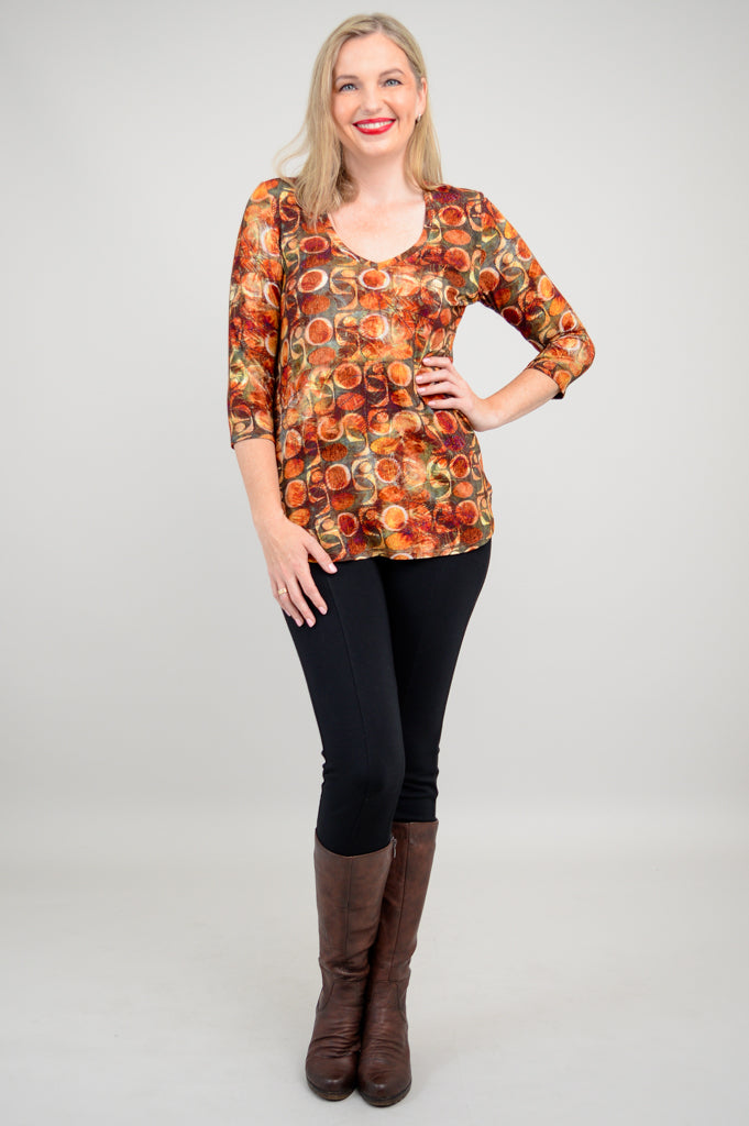 Jackie 3/4 Sleeve Women's Blouse - Walnut Brown Bamboo Fabric - Perfect for Casual Wear & Office Outfits