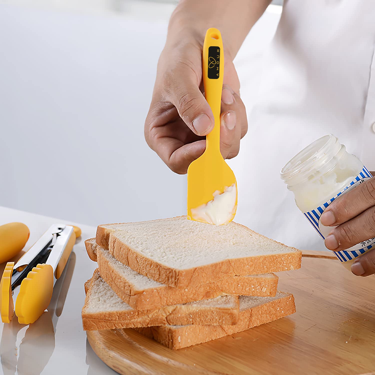 Heat Resistant & BPA Free Flexible Silicone Spatula Set - Mini Spatula, Pointed Spatula & Half Spreader for Baking, Cooking, Cake Decorating (Yellow, 9-Piece)