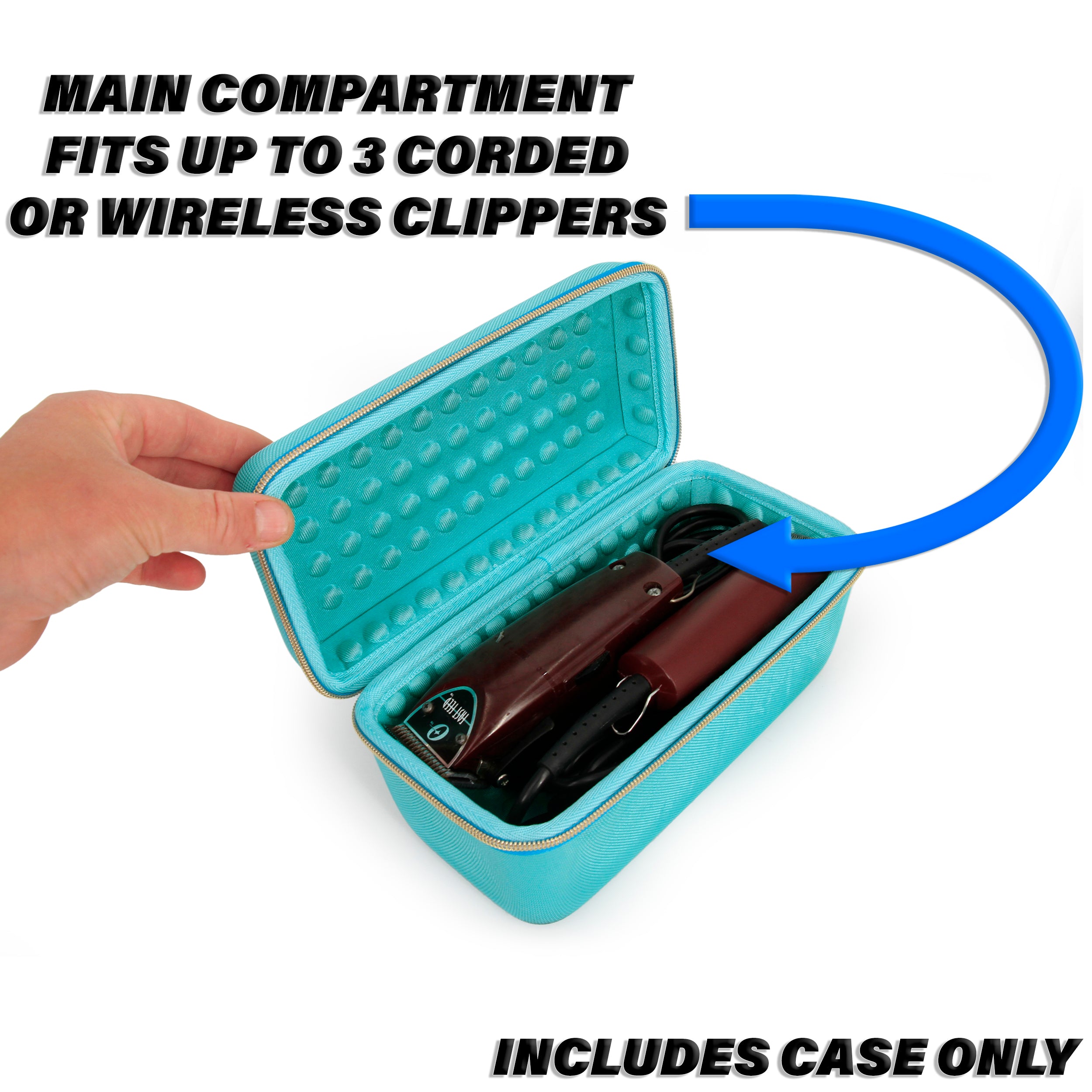 CASEMATIX Travel Barber Case for Clippers - Holds 3 Hair Clippers, Trimmers & T Finishers Up to 8.5