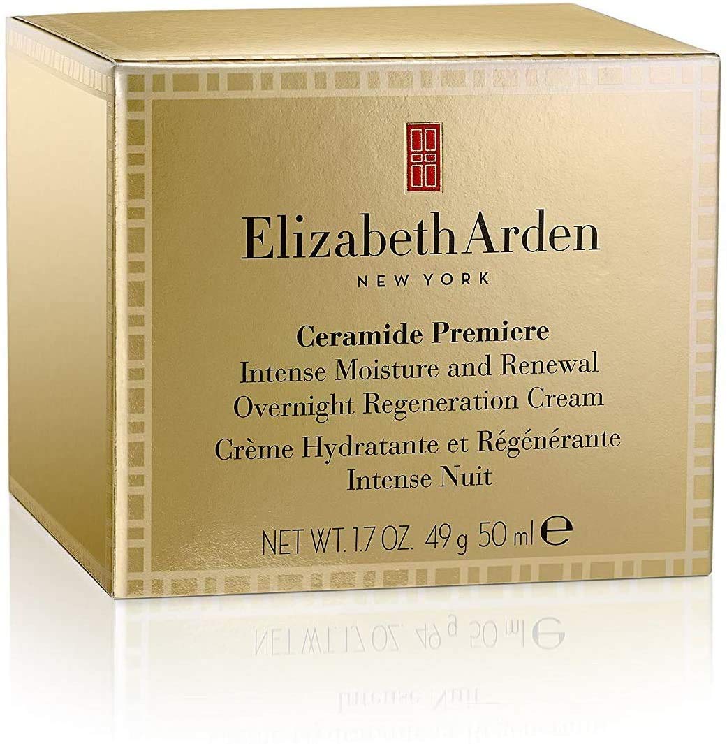 Elizabeth Arden Ceramide Premiere Intense Moisture & Renewal Overnight Regeneration Cream - 1.7 oz Anti-Aging Night Face Cream for Dry Skin | Deep Hydration & Skin Repair While You Sleep | Perfect for Nighttime Skincare Routine