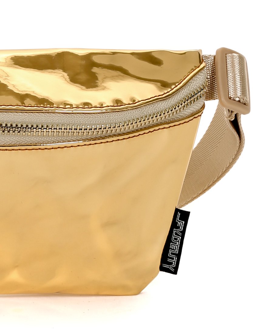 Ultra Slim Fanny Pack - Lux Mirror Gold Waist Bag for Women & Men - Perfect for Running, Hiking, Travel & Everyday Use