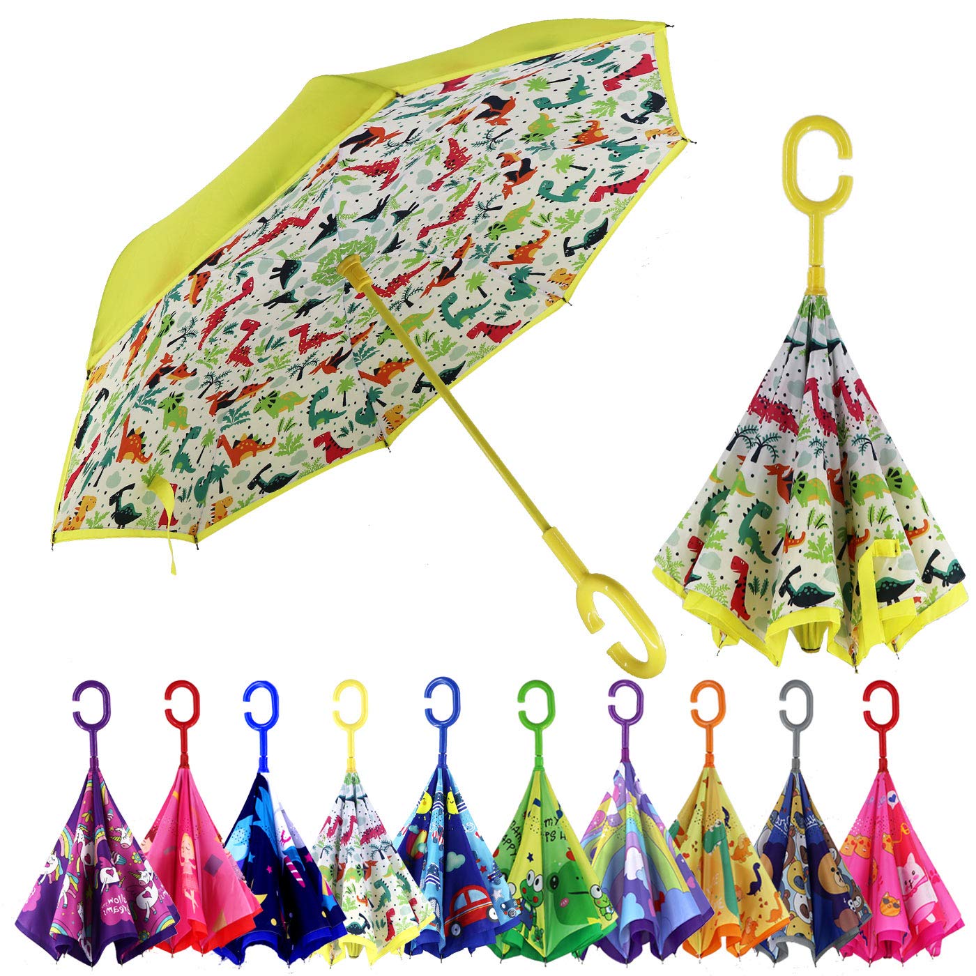 MRTLLOA Kids Umbrella - Reverse Inverted Windproof Umbrella for Boys & Girls (Ages 4-13) - Double Layer Design for Rainy Days, School, and Outdoor Activities