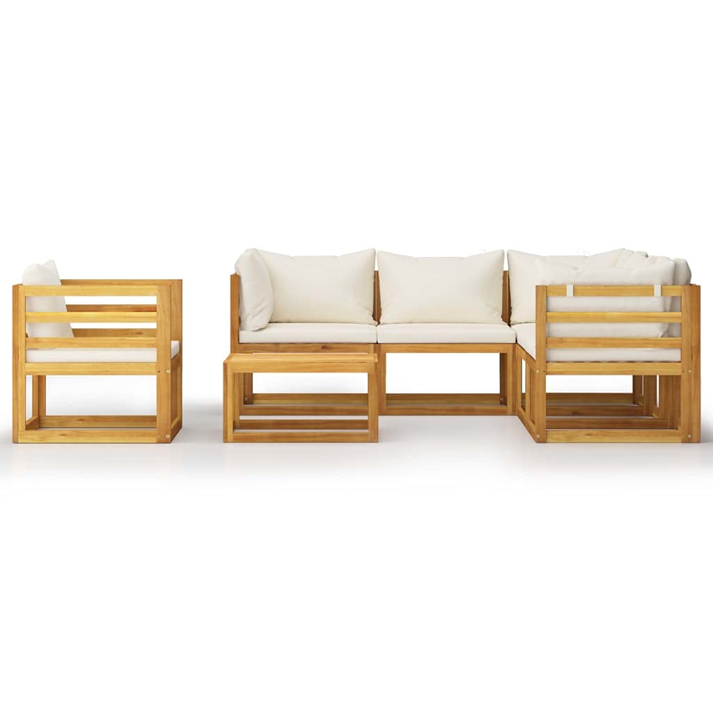 7-Piece Patio Furniture Sectional Set - Outdoor Garden Lounge Sofa with Cushions & Acacia Wood Table - Perfect for Backyard, Poolside & Lawn Relaxation
