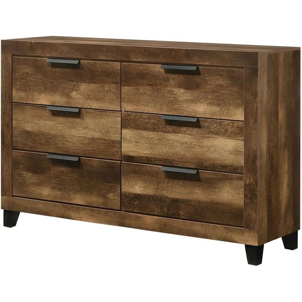 Acme Morales 6-Drawer Rustic Oak Wooden Dresser - Perfect for Bedroom Storage & Closet Organization