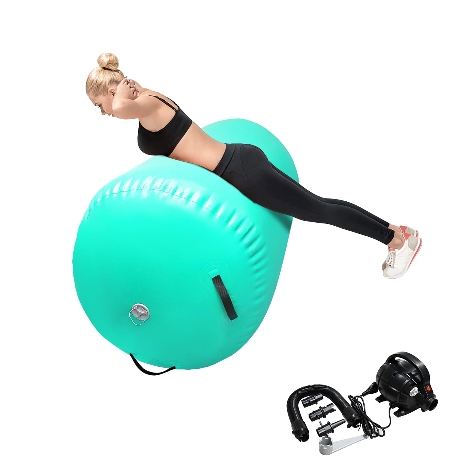 Inflatable Air Tumbling Mat with Electric Pump - Gymnastics Barrel Roller for Home Gym, Cheerleading & Yoga Practice | Perfect for Kids Training, Fitness Workouts and Indoor Exercise