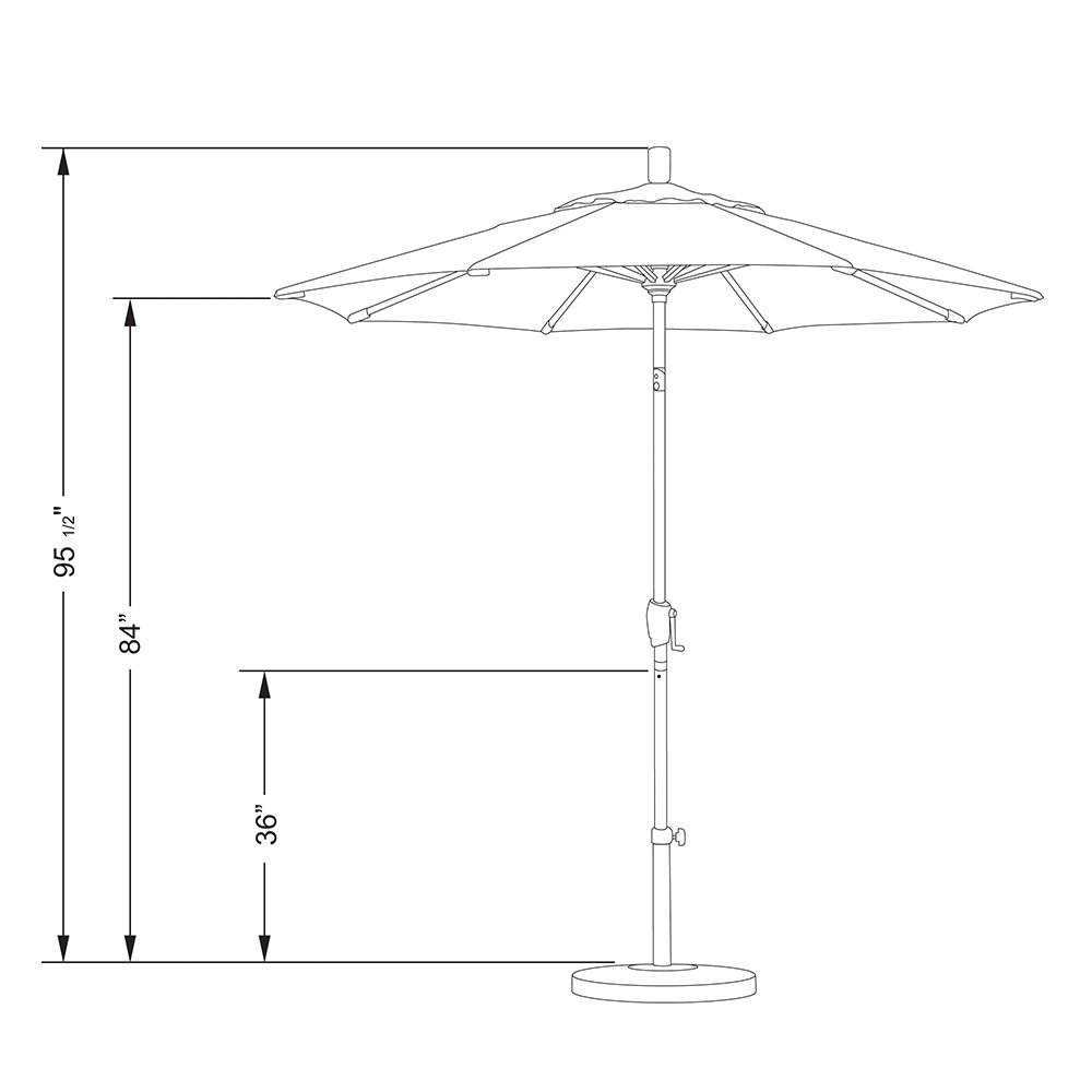 7.5ft Round Aluminum Patio Umbrella with Crank Lift & Push Button Tilt - White California Market Umbrella for Outdoor Dining, Poolside, Garden, and Backyard Relaxation