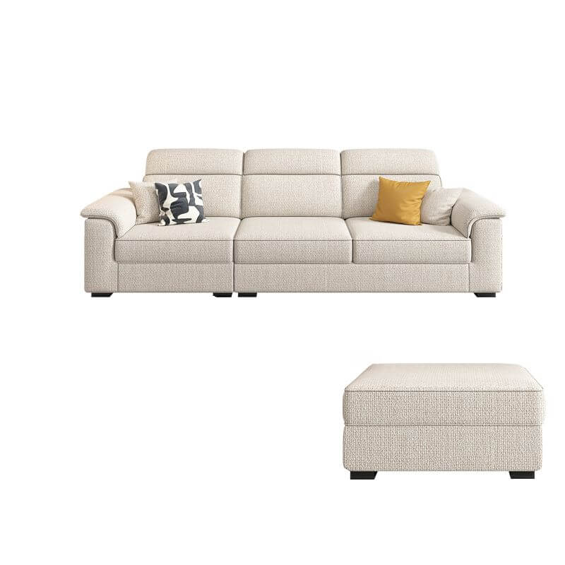 L-Shaped & Straight Sofa Chaise Couch with Concealed Support & Solid Pine Wood Frame - Perfect for Living Room, Home Theater & Small Spaces