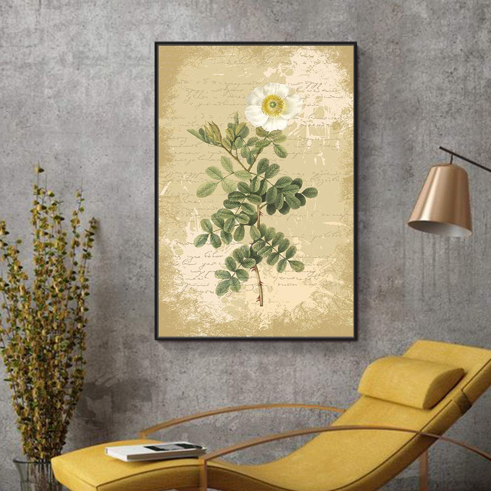 Floating Framed Canvas Wall Art - 16x24 Inches Retro Flower Print for Living Room & Bedroom Decor - Ready to Hang Home Decoration - Perfect for Modern & Vintage Interior Design Styles
