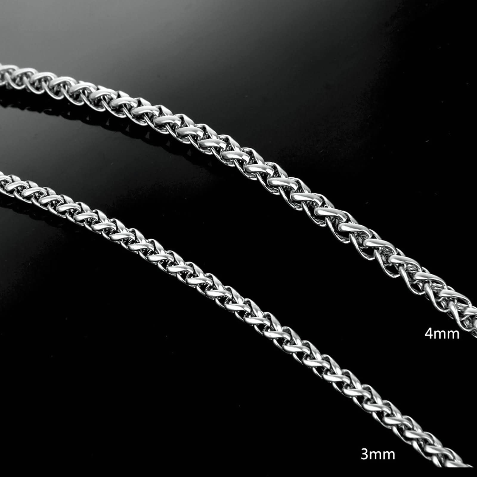 3mm Stainless Steel Wheat Chain Necklace for Men - 22 Inch Gothic Silver Necklace | Perfect for Punk, Rock, Goth Fashion & Everyday Wear