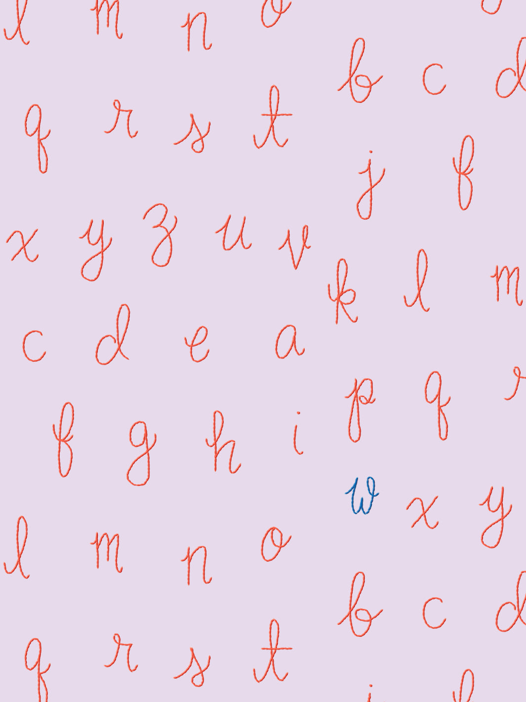 LF Alphabet Wallpaper by Lingua Franca - Lilac with Blue Accent Letters | Modern Nursery Decor, Kids Room Wallpaper, Playroom Design