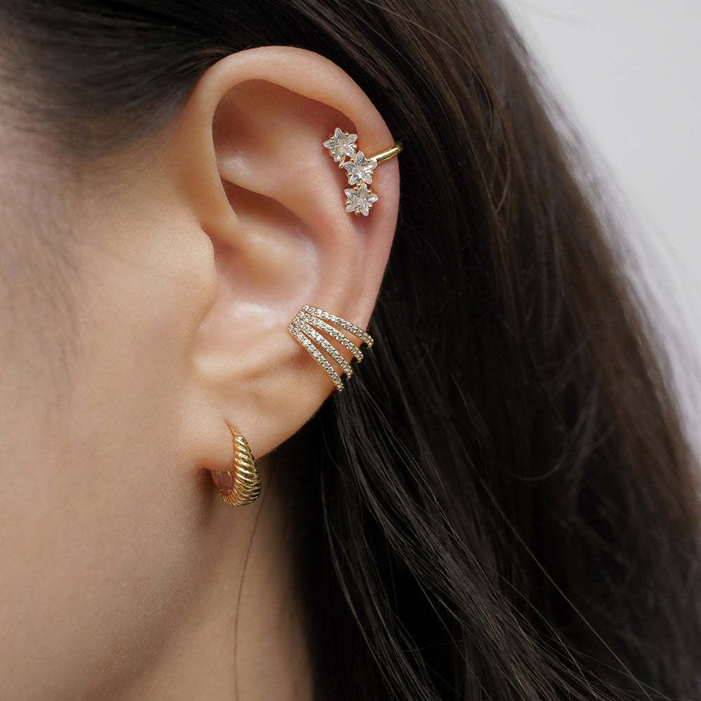 18K Gold Dainty Star Ear Cuff - No Piercing Conch Helix Clip Earring for Women | Trendy Cartilage Ear Jewelry Gift for Everyday Wear & Special Occasions