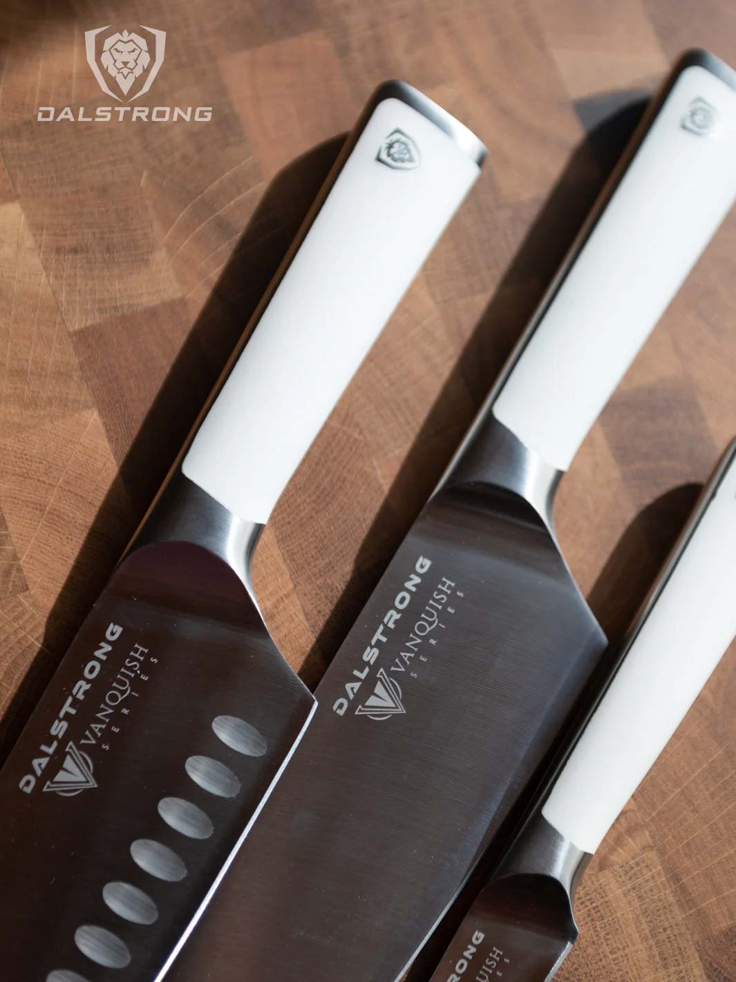 Premium 3-Piece Knife Block Set with White Handle - Vanquish Series | NSF Certified | Dalstrong | Perfect for Home Chefs & Professional Kitchens