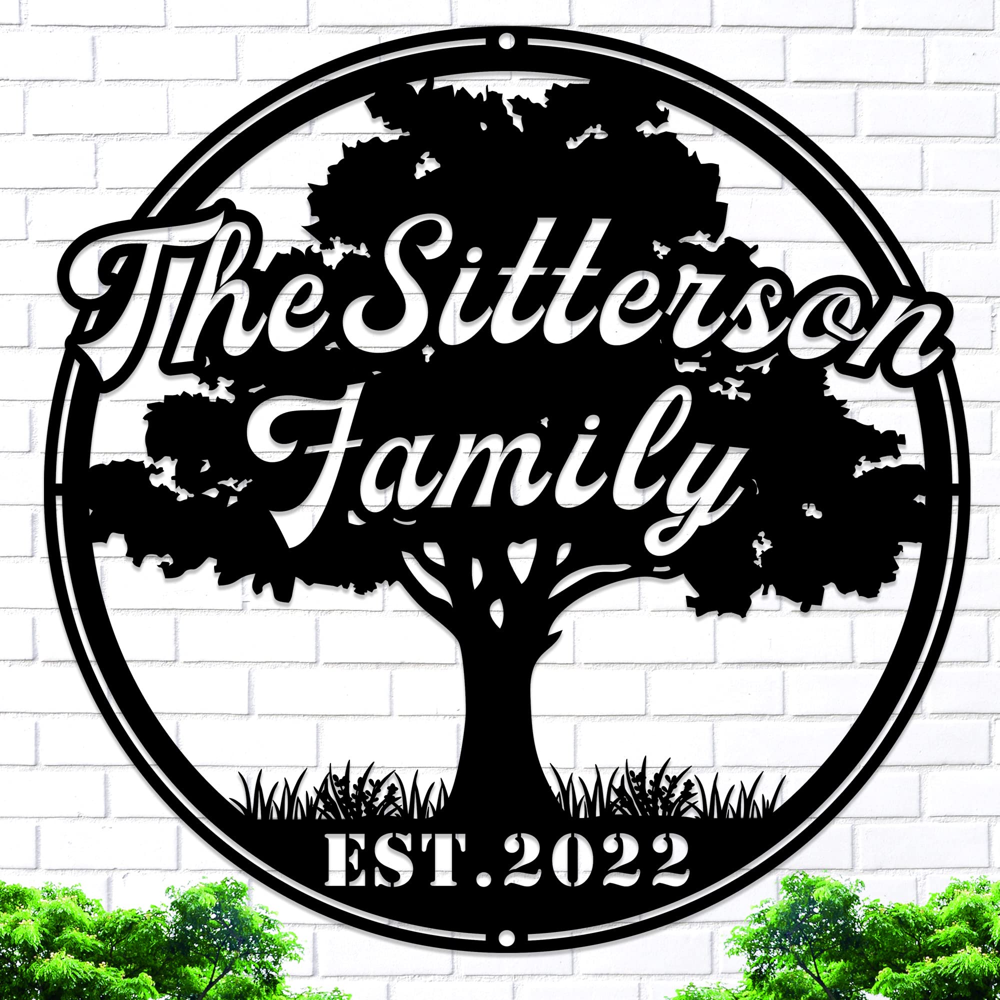 Personalized Tree of Life Metal Sign - Custom Family Name Wall Art - Monogram Housewarming Gift for Couples - Wedding & Anniversary Present - Durable Outdoor Metal Decor for Home, Garden or Patio