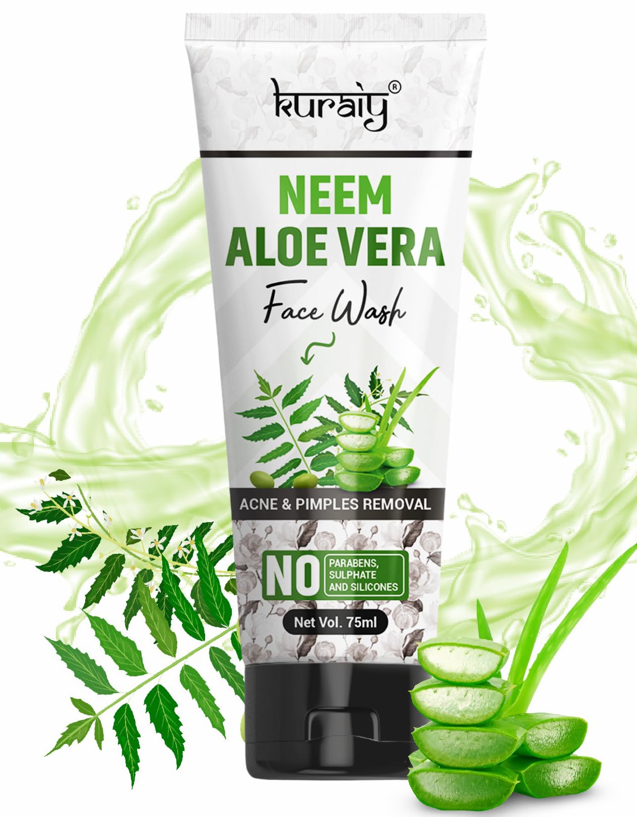 Best Active Neem Tulsi & Aloe Vera Face Wash for Acne-Prone Skin - 75ml | Gentle Cleanser for Oily & Sensitive Skin | Perfect for Daily Skincare Routine & Teenage Acne Treatment