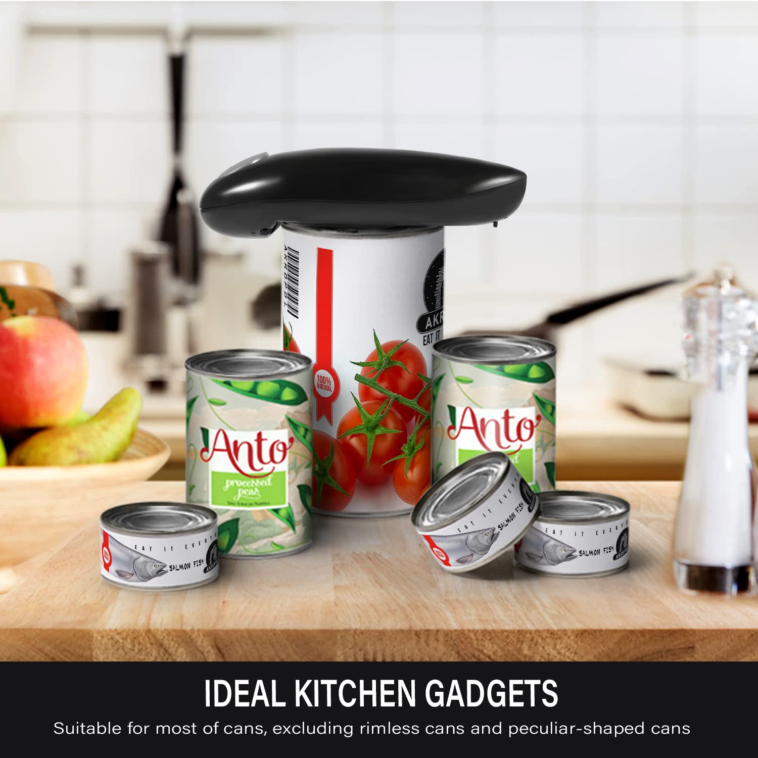 Electric Can Opener - One Touch Automatic Opener with Smooth Edge, Battery Operated & Food Safe, Handheld Kitchen Tool for Seniors & Arthritis - Perfect for Camping, Picnics & Easy Home Cooking