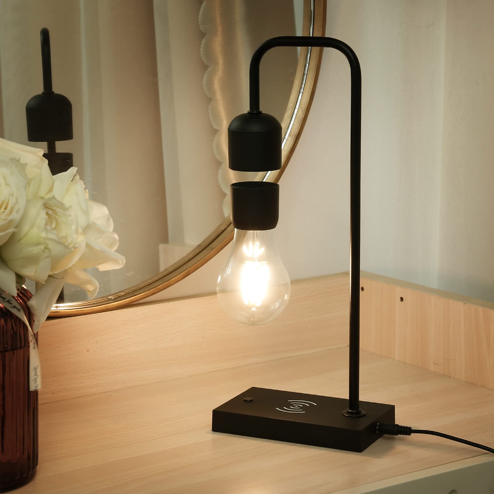 Floating Lamp with Wireless Charger & LED Light - Magnetic Levitating Cloud Desk Lamp for Home Office Decor | Perfect Gift for Friends & Family | Bedroom Nightlight, Living Room Accent Lighting