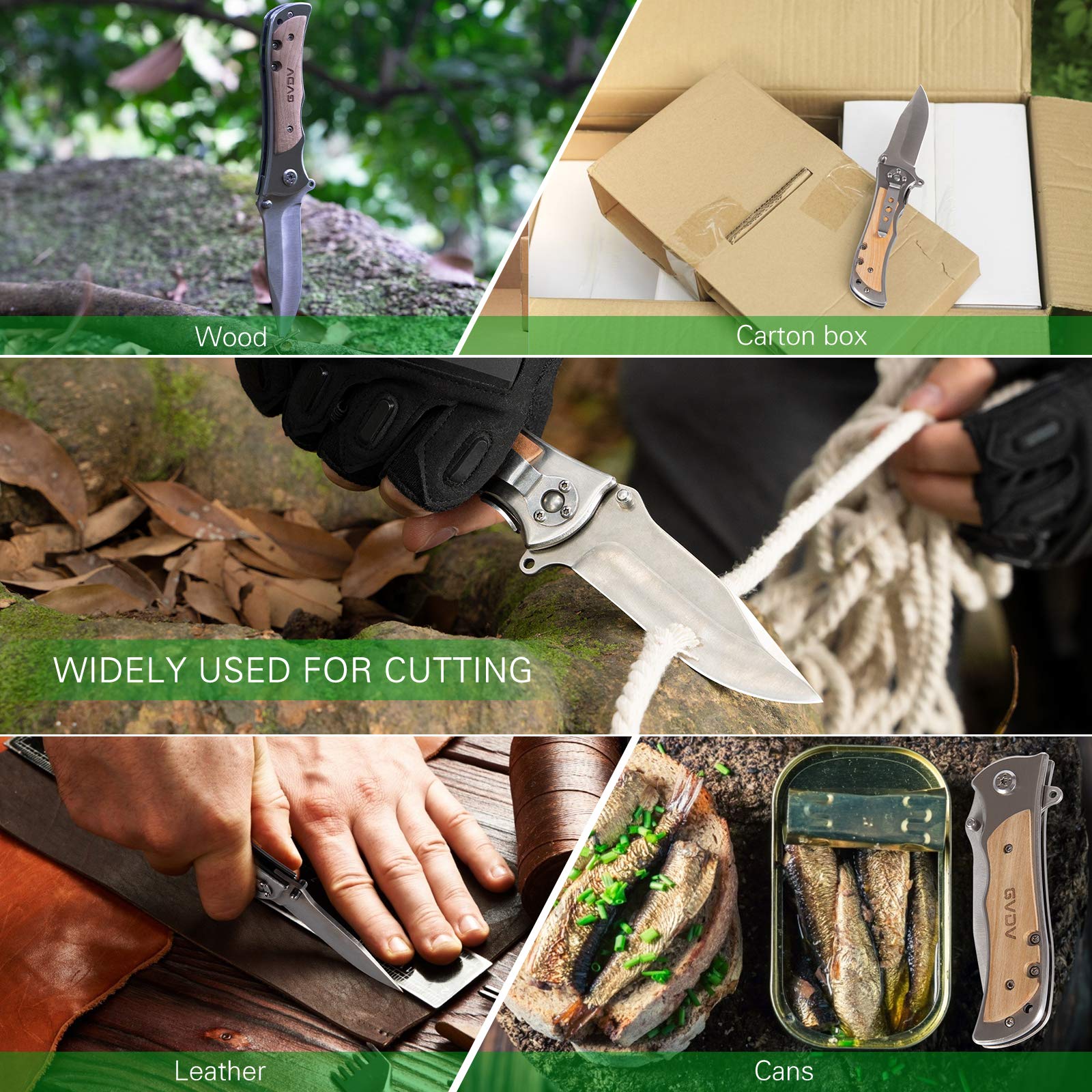 GVDV Tactical Pocket Folding Knife for Men - 7Cr17 Stainless Steel Blade with Safety Liner-Lock - Compact EDC Knife for Camping, Hunting, Fishing & Survival - Silver | Perfect for Outdoor Adventures, Everyday Carry & Emergency Situations