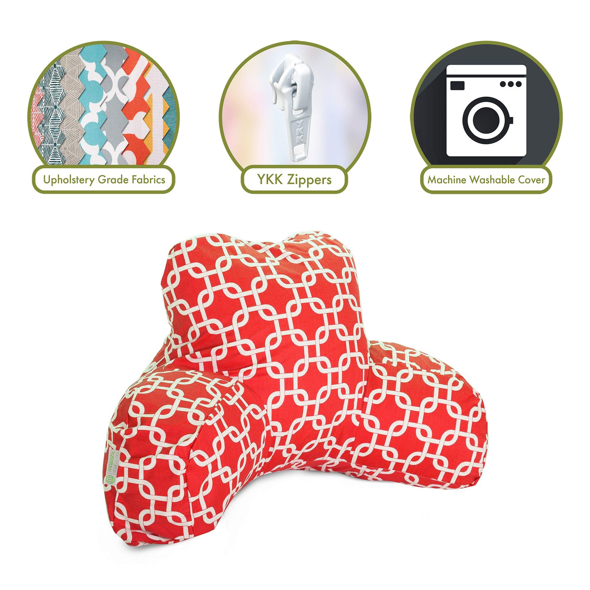 Majestic Home Goods Red Reading Pillow with Back Support - Perfect for Bed, Sofa & Reading Nook - Cozy Comfort for Book Lovers & Relaxation