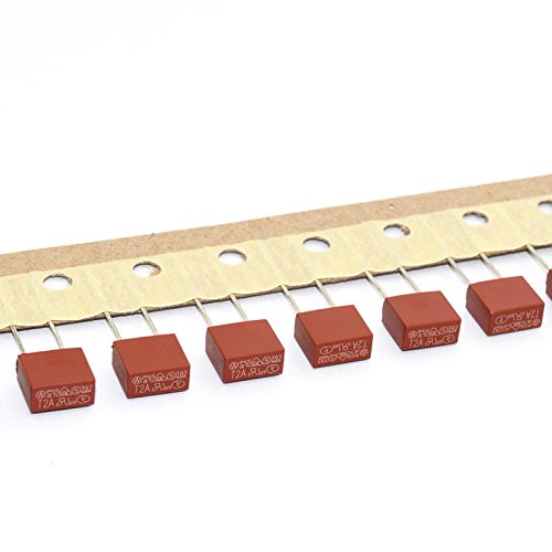 50Pcs T2A 250V Time Delay Slow Blow Fuses - 8.5x4.0x8.0mm Radial Box Miniature Fuses for LCD TV Repair, Circuit Protection & Electronics Projects
