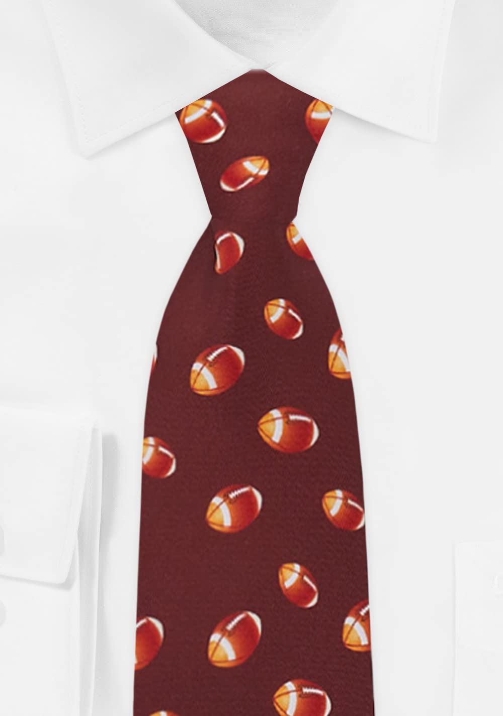 Jacob Alexander Men's Football Flaming on Fire Extra Long Neck Tie - Brown for Game Day, Sports Events & Formal Occasions