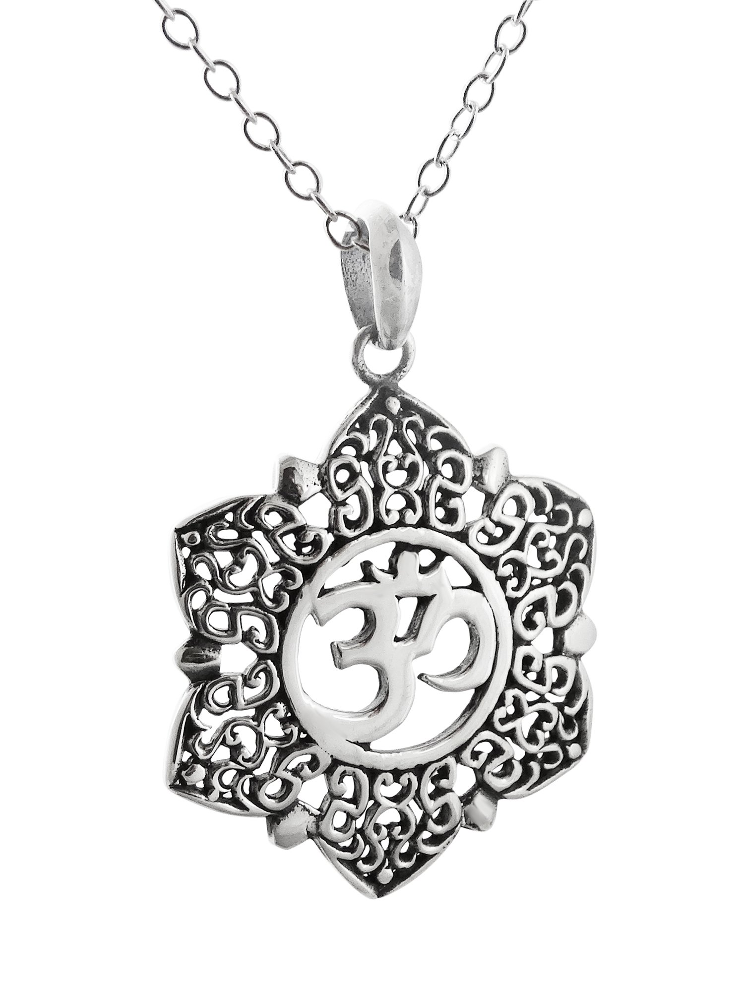 FashionJunkie4Life Sterling Silver Lotus Flower Necklace with 18