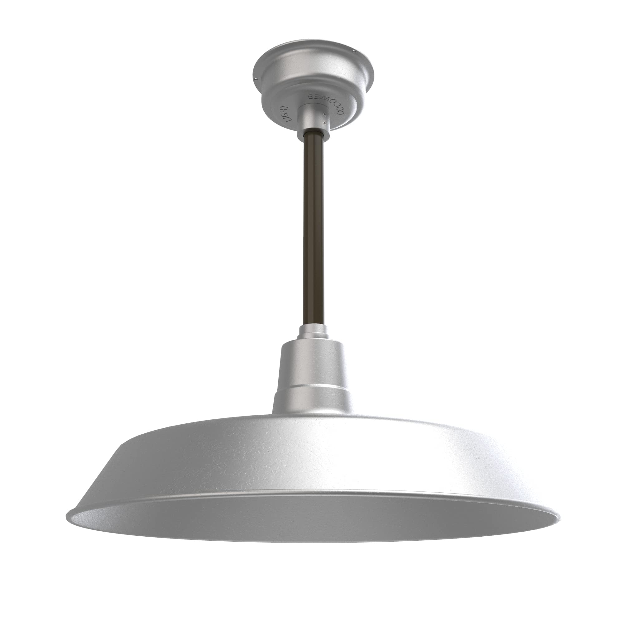 Cocoweb 22 Inch Vintage LED Barn Light Fixture - Galvanized Silver Finish with Mahogany Bronze Down Rod - Perfect for Farmhouse, Kitchen Island & Porch Lighting