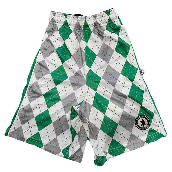 Men's Grey & Green Argyle Attack Shorts - Stylish & Comfortable Casual Wear for Golf, Tennis & Everyday Use