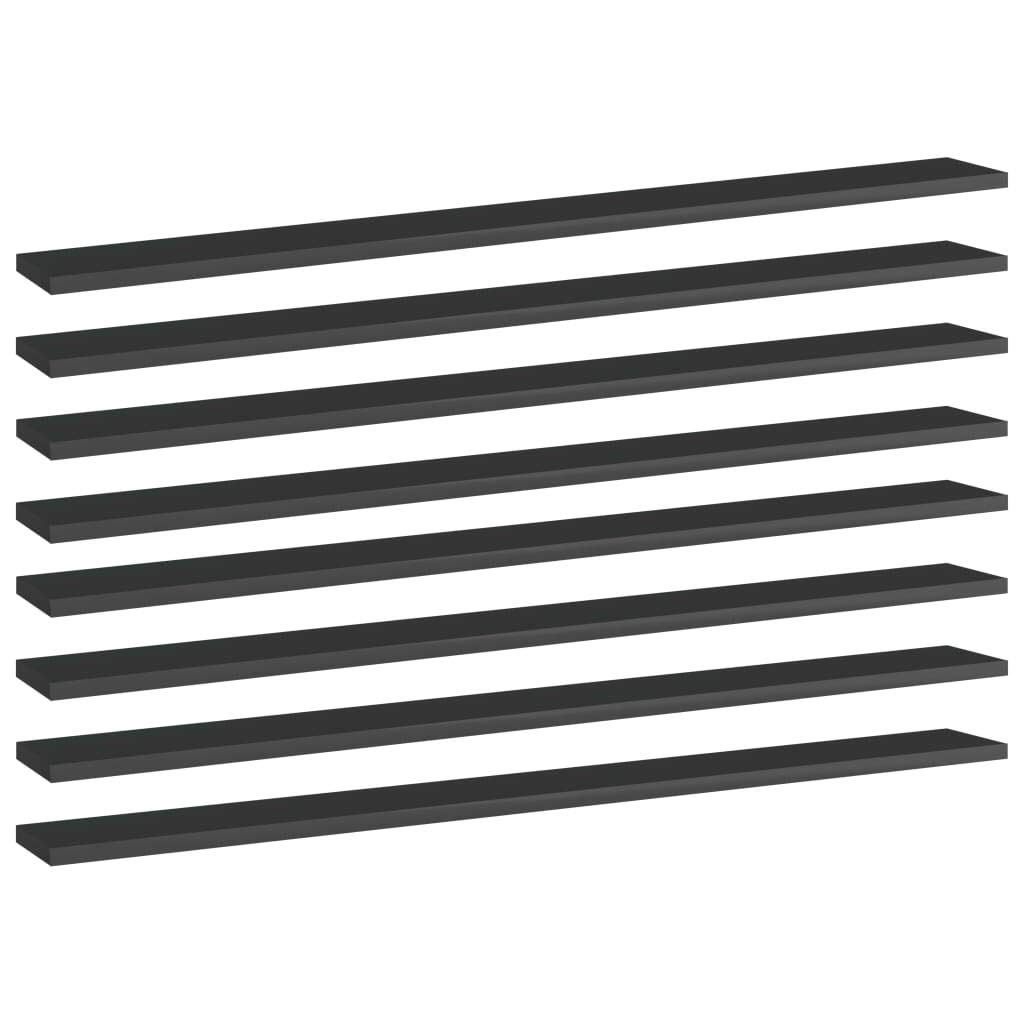 8-Piece High Gloss Black Bookshelf Replacement Panels - Floating Shelf Boards for Book Storage & Display - Modern Organizer for Home Office, Living Room, Bedroom (Accessories Not Included)