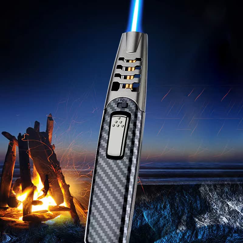 Windproof Jet Flame Torch Lighter - Refillable Butane Lighter for Candle Lighting, Camping, BBQ & Kitchen Use - Marrone Turbine Torcher (Butane Not Included)