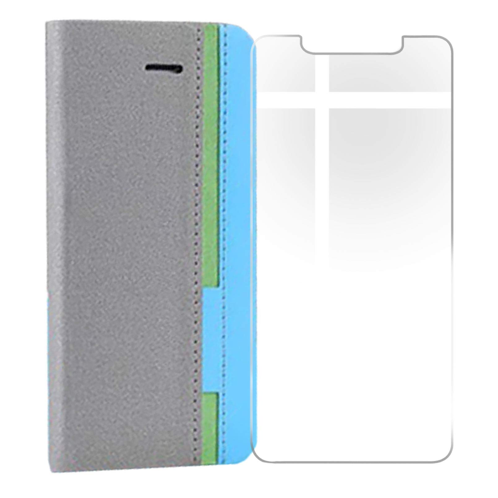 Samsung Galaxy A22 Wallet Case with Tempered Glass Screen Protector - Flip Folio Leather Phone Cover with Card Slots & Kickstand | Compatible with Samsung Galaxy A22 6.4