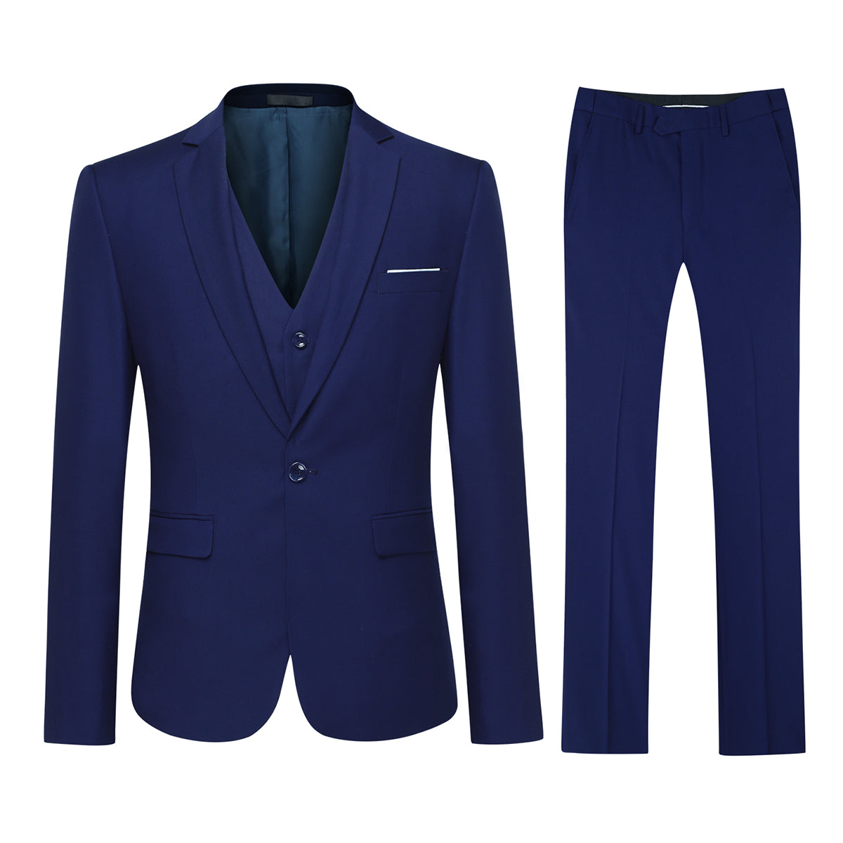 3 Piece Classic One Button Riviera Blue Suit for Men - Formal Business Attire & Wedding Outfit - Perfect for Office, Interviews, and Special Occasions