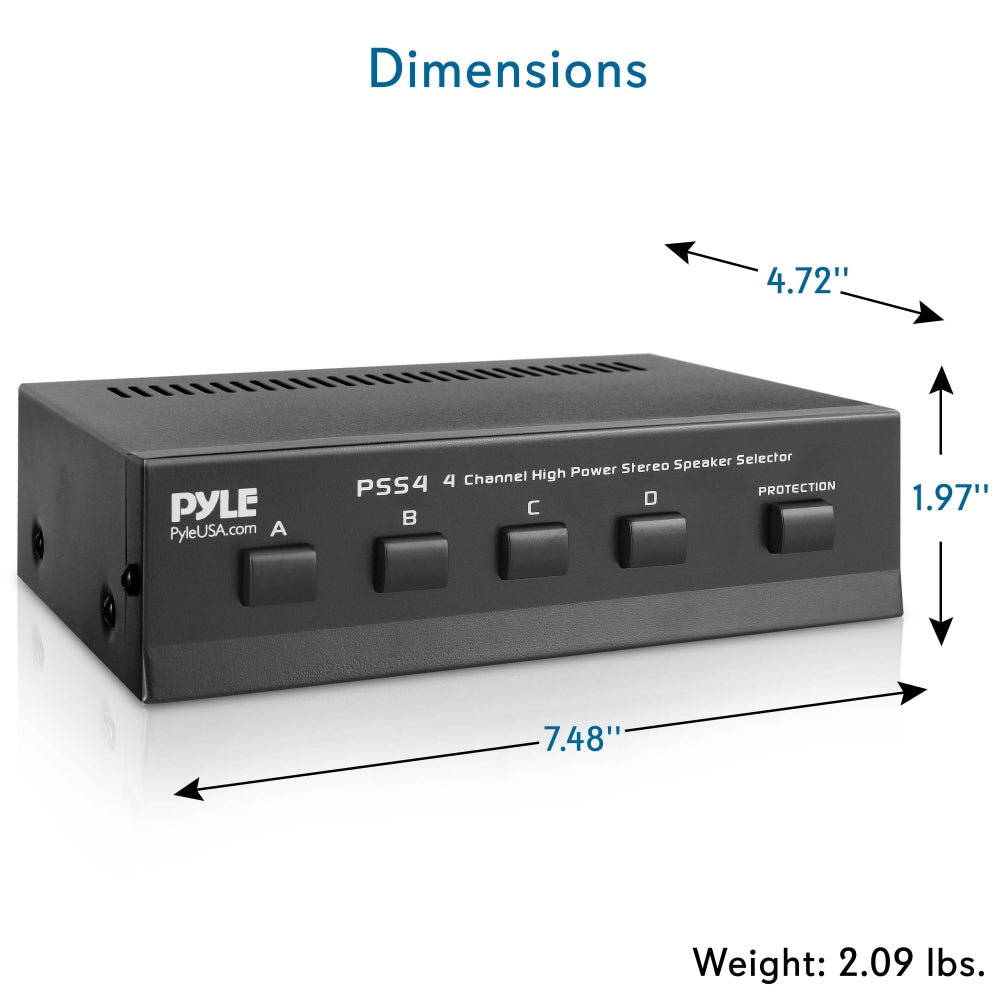 4-Channel Stereo Speaker Selector Switch - High-Quality Audio Distribution for Home Theater & Multi-Room Sound System | Perfect for Living Room, Office & Entertainment Setup