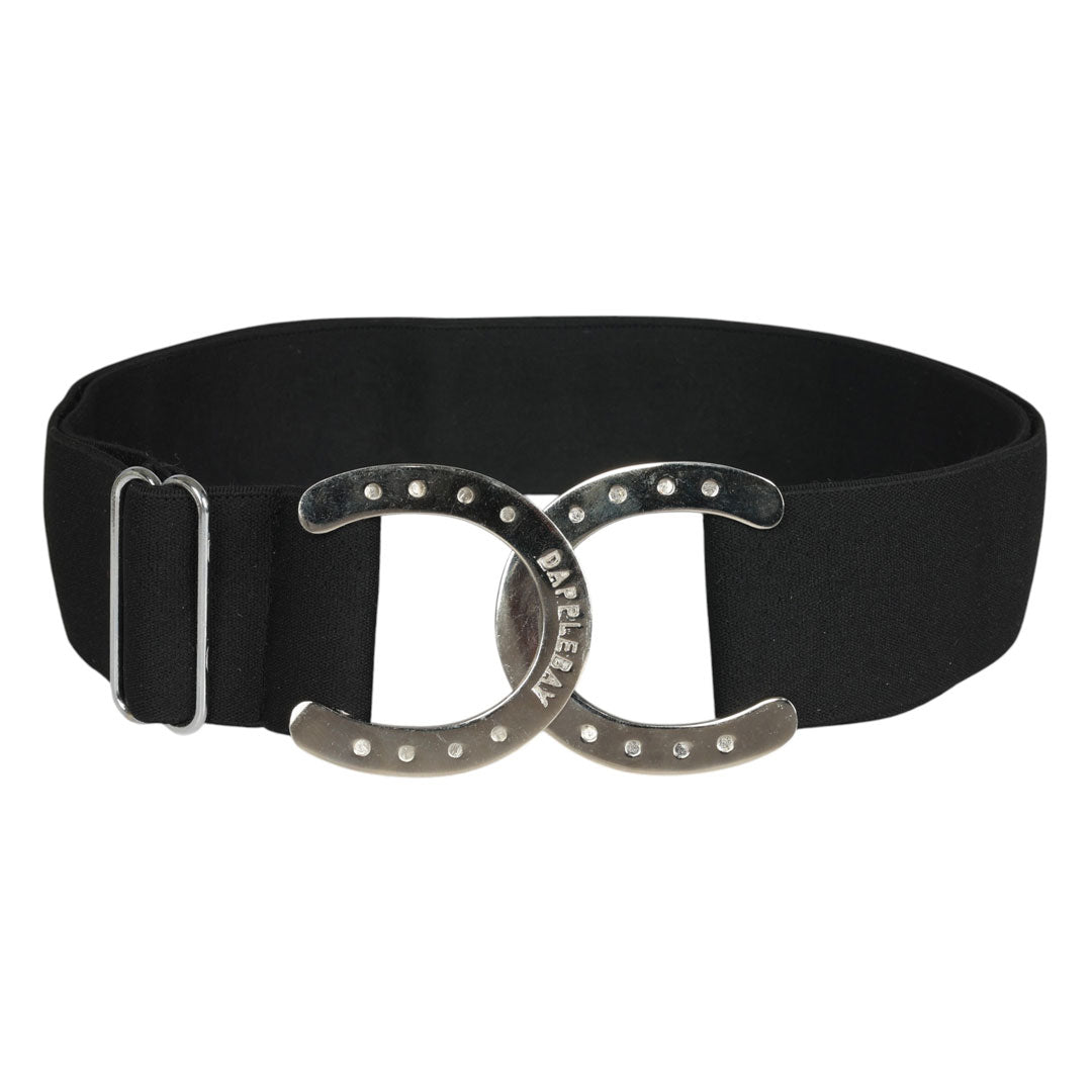 Dapplebay Adjustable Elastic Horse Shoe Belt - Black | Equestrian Riding & Western Fashion Accessory for Men & Women