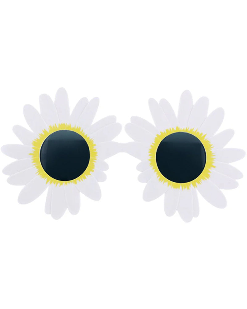 60s Daisy Hippie Sunglasses - Retro Vintage Round Sunglasses for Women & Men - UV Protection - Perfect for Music Festivals, Beach Days & Summer Outfits