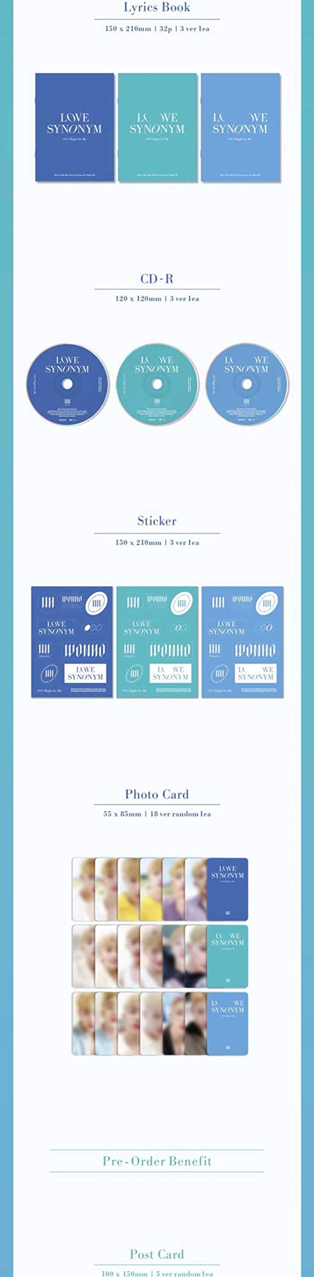 Monsta X Wonho 'Love Synonym #1. Right For Me' 1st Mini Album (56p Photo Book + 32p Lyrics Book + Sticker + Photo Card) | K-Pop Collectible for Fans, Gift Idea, Music Lovers | Perfect for Concerts, Birthday Presents, Display Collections