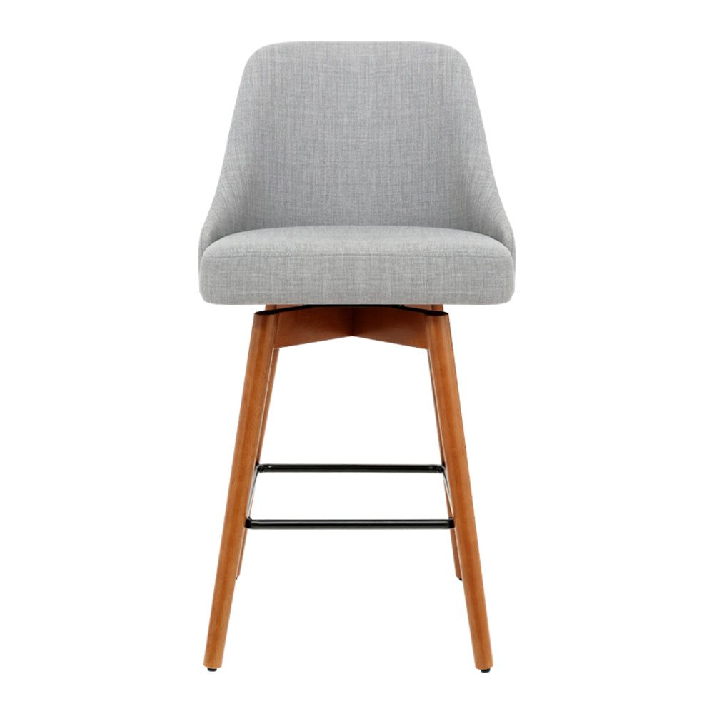 4 Swivel Bar Stools with Wooden Seat in Grey - Perfect for Kitchen Island, Breakfast Bar, and Home Decor