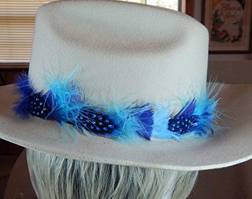 Sparkling Blue Feather Rhinestone Hat Band for Cowboy & Festival Hats - Western Accessory for Rodeo, Country Music Concerts & Outdoor Events