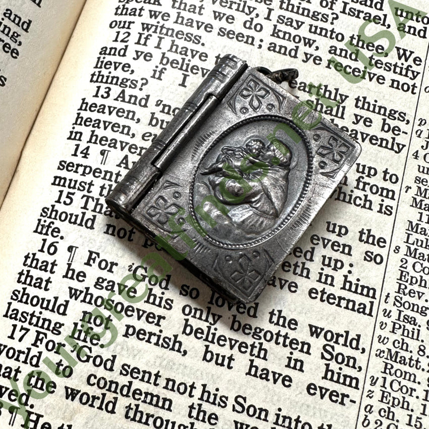 Vintage Mexican Alpaca Silver Bible Rosary Case Pendant - Religious Jewelry for Prayer & Protection - Perfect for Church, Gifts & Spiritual Occasions