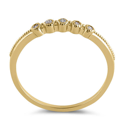 14K Yellow Gold Thin Stackable Cubic Zirconia Ring for Women - Elegant Minimalist Wedding Band, Anniversary Gift, Everyday Jewelry for Stacking & Layering